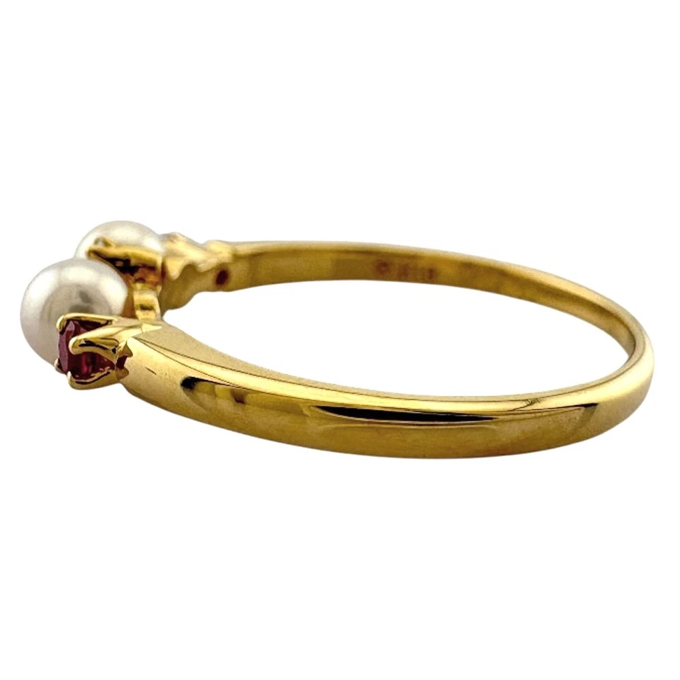 Ring US 6 1/8 EU52 K18 yellow gold Pearl Ruby used - Image 4 of 4