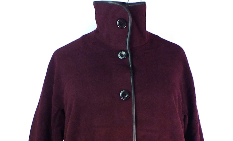 Nuevo con etiquetas Abrigo Mujer Within Merlot Talla Grande 18W Mezcla Lana Imitación Cuero Acentos Forrado Foto 4 de 4