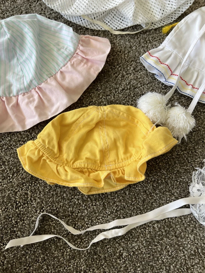 Vintage Baby Girl Bonnets Sun Hats Lace Christening Bonnet Lot Of 6 - Image 3 of 4