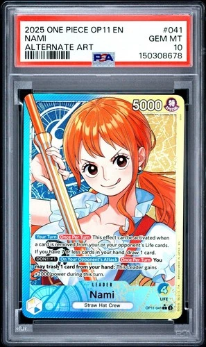 2025 One Piece OP11-041 Nami Alt Art Leader PSA 10 Alternate Rare Divine Speed