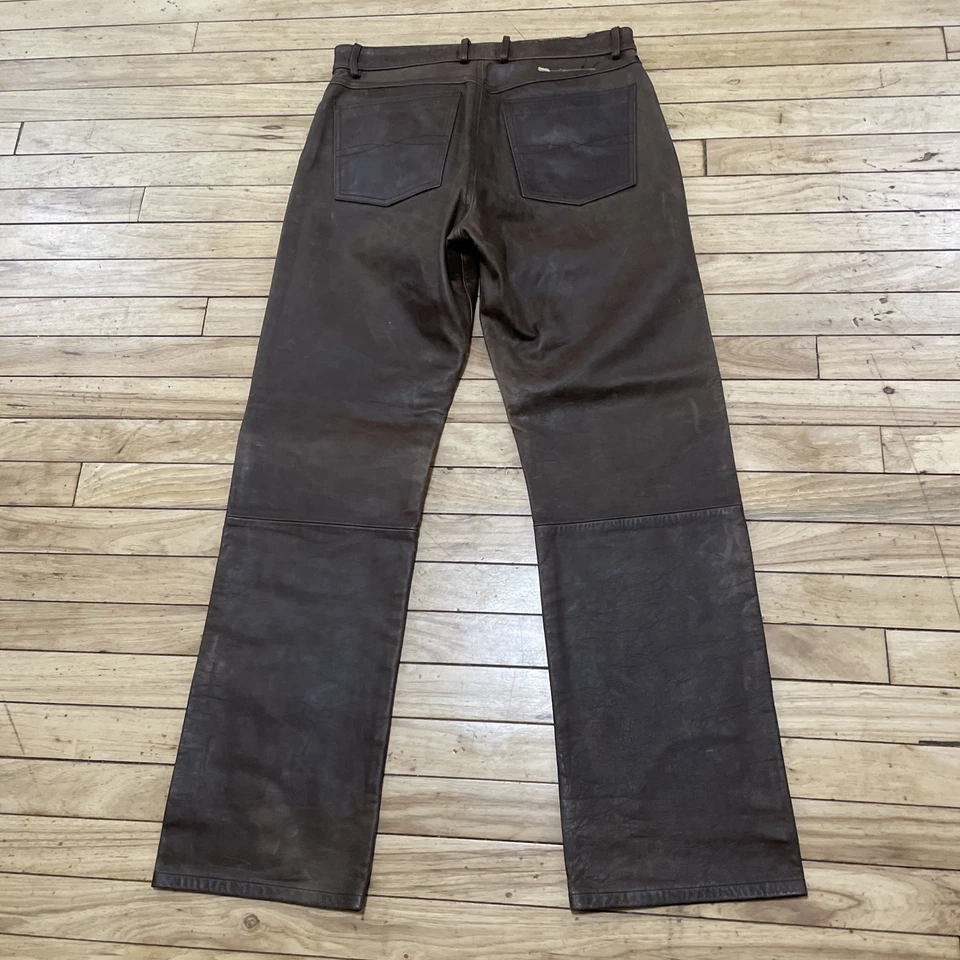 Vintage Y2K Lucky Brand Jeans Brown Leather Pants Jeans Zip Fly Adult Size 33X31 - Image 2 of 4