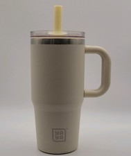 YAYA Insulated Toddler Tumbler White Beige Stainless Steel With Handle Lid Straw