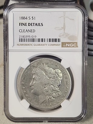 1884-S NGC FINE details $1 MORGAN SILVER DOLLAR (90% silver).we combine shipping