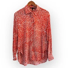 Maje Leopard Print Button Front Blouse Top Womens Size 2/Small Paris Chic