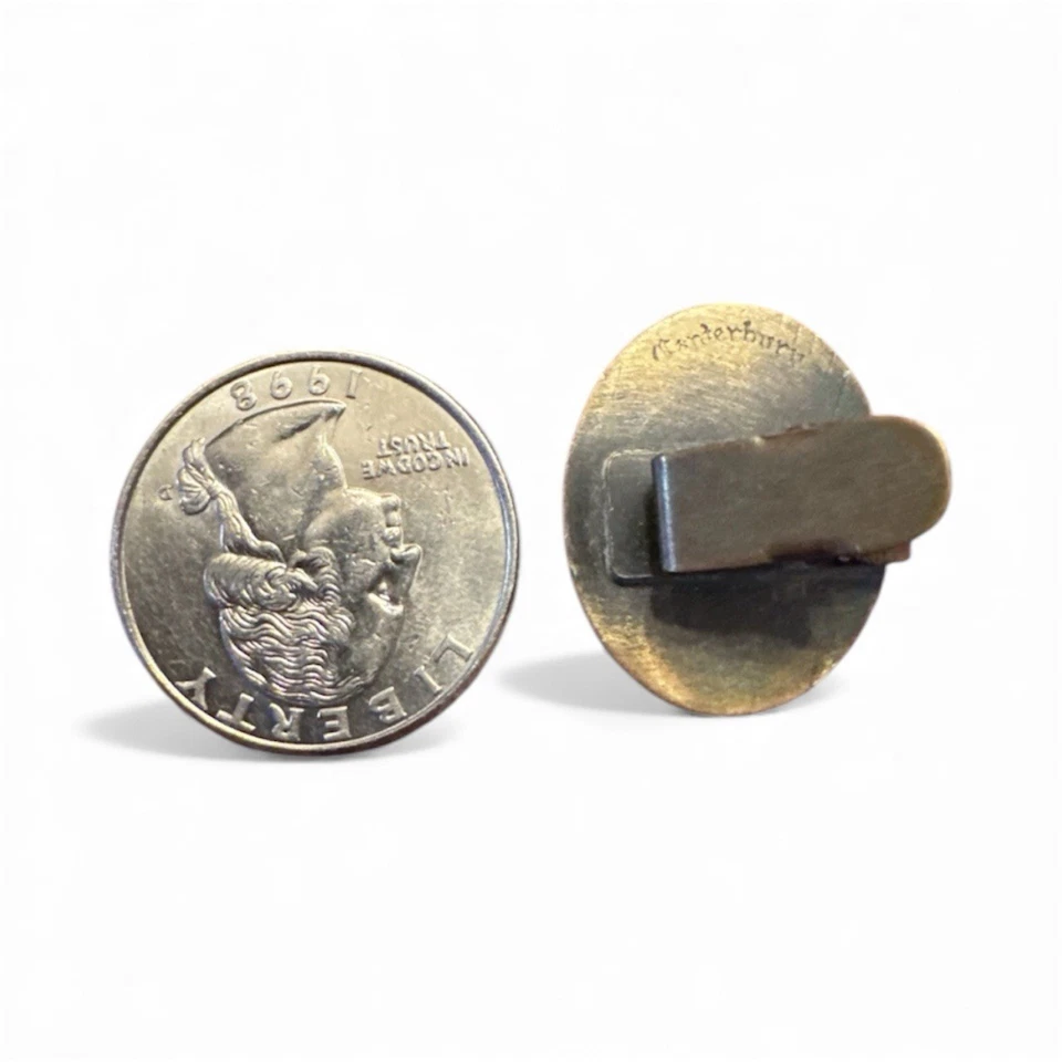 Vintage Raro Canterbury Homem em Preto Branco Porcelana Latão Masculino Clipe de Gravata Presente - Imagem 3 de 4