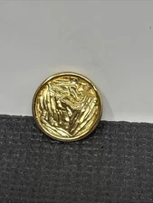 Vintage Brutalist Scarf Clip Gold Tone Round 1.25”