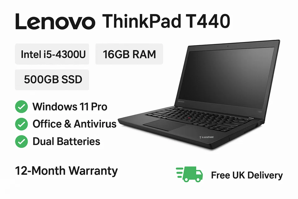 Lenovo T440 Laptop Intel i5-4300U 2.50Ghz 16GB 500GB Win 11 Pro Antivirus - Image 2 of 4