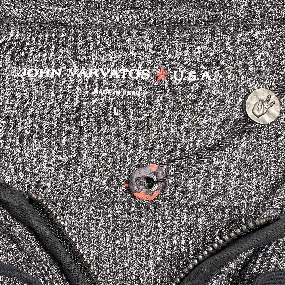 John Varvatos Hombre Grande Gris Tejido Gofre Cremallera Sudadera con Capucha Parche en el Codo Foto 4 de 4