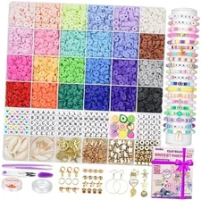  6000 Clay Beads Bracelet Making Kit, 24 Colors Flat Preppy Beads for Classic