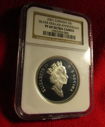 2001 CANADA  $1 SILVER DOLLAR..SILVER DOLLAR  ANNIVERSARY..NGC PF-69 ULTRA CAMEO