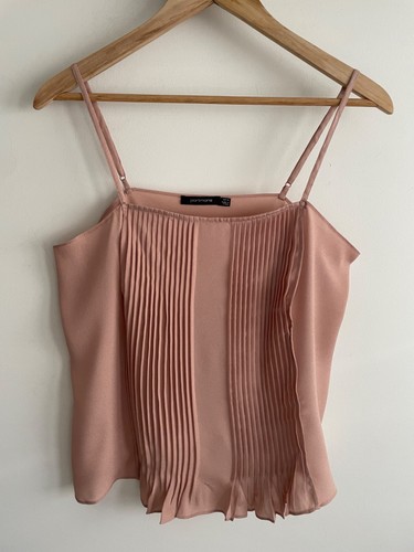 Portmans Womens Pleated Cami Top Size 14 Adjustable Straps Dusty Pink