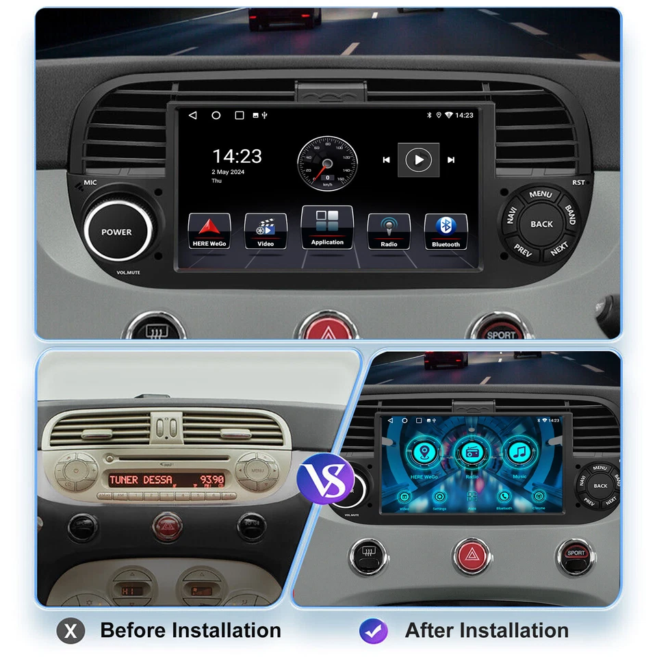 Radio estéreo para coche 7" Android 14 Apple Carplay GPS WIFI RDS para Fiat 500 2007-2015 Foto 4 de 4