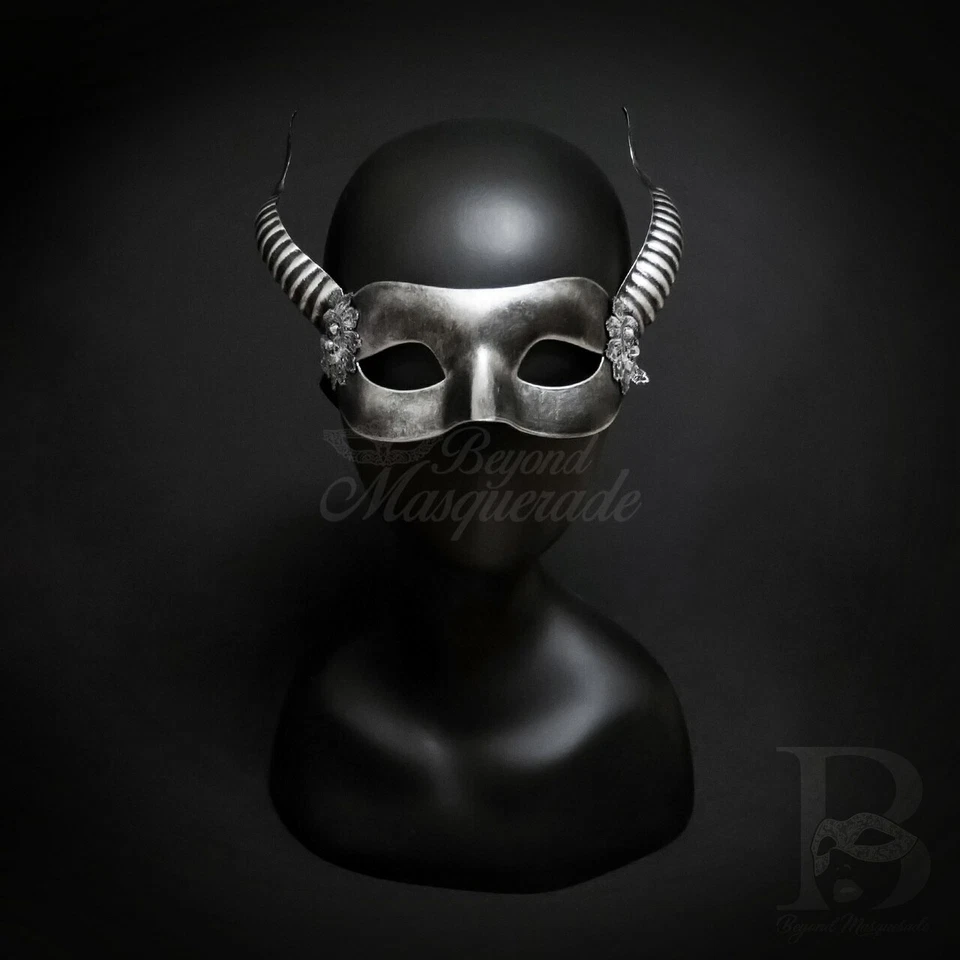 Horn Fairy Masquerade Mask Silver M4774 - Image 2 of 4