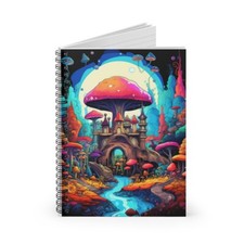 Aesthetic Colorful Fantasy Mushroom Land Spiral Notebook Mushroom Castle