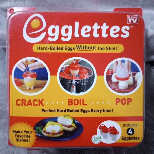 Egglettes Egg Cooker Hard Boiled Eggs without the Shell 4 Egg Cups AS SEEN ON TV