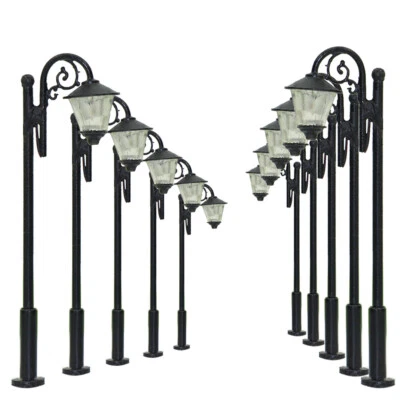 EVEMODEL 10pcs Échelle N 1:150 Modèle Ferroviaire Modèle de Lampadaire Rétro 5.2cm LED 3V
