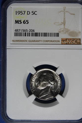 1957 D NGC 5C MS65 JEFFERSON NICKEL #B49735