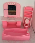Vintage 1993 Mattel Barbie Bathroom Set • Tub, Vanity Sink, Toilet, Shelf Unit
