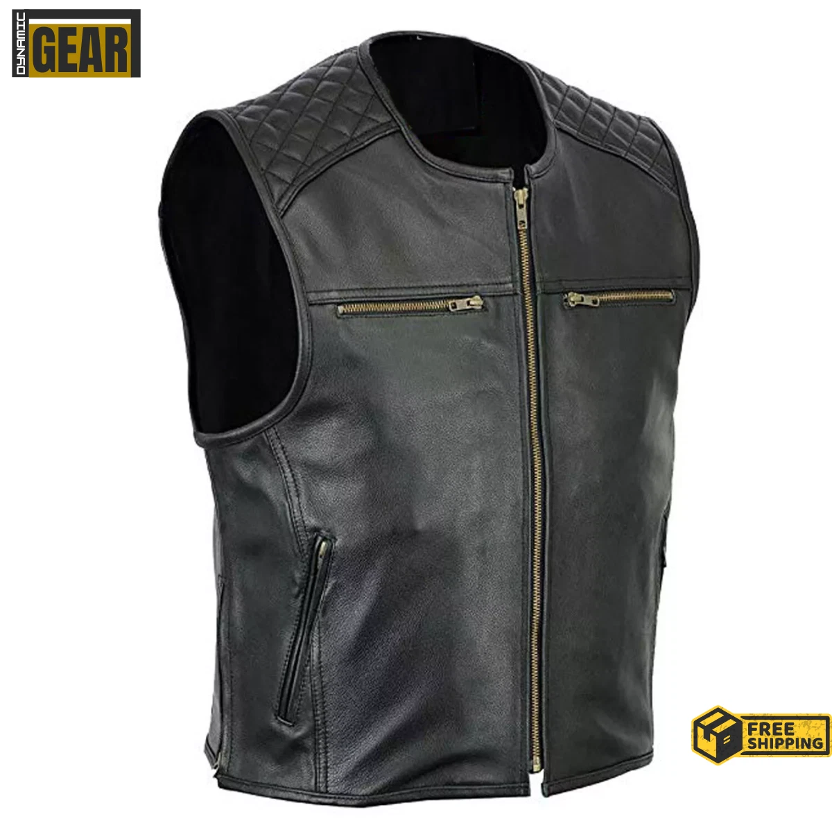 Men's Black Vest Biker Club Leather Vest