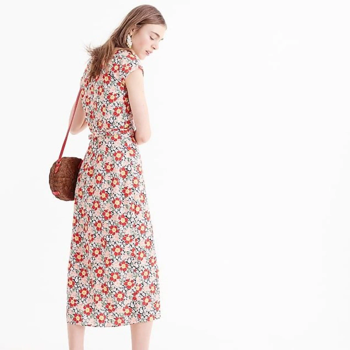 J.Crew Mercantile Easy Wrap Midi Dress In Seventies Floral Size