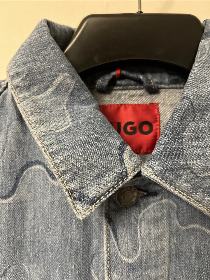 Hugo Boss Denim Jacket Mens XL BLue 078 All Over Cotton - Image 4 of 4