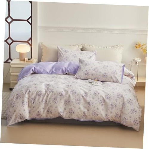 Purple Flower Duvet Cover Twin Cotton Girls Twin(68"x86") C# Purple Floral