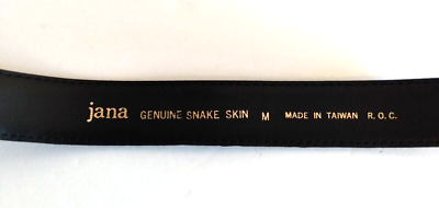 Jana Vintage Black Genuine Snake Skin Belt Gold Crescent Buckle Wide Size M Jana Genuine Snakeskin Ladies Belt M Black Genuine Snakeskin  main image 3