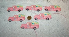 6~Easter~Primitive~Fussy Cut~PinkTruck~Eggs~Bunny~Linen Cardstock~Gift~Hang~Tags