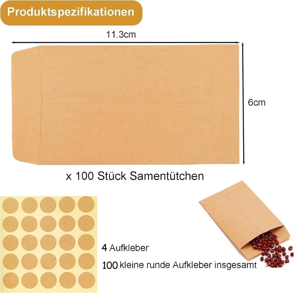 150 Stück Braune Flachbeutel Papiertüten Klein 6 * 10 Cm Mini Papiertüte Kleiner - Bild 3 von 4
