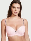 NWT Victoria's Secret Lightly Lined Ribbon Slot Demi Bra 38DD Dream Angels Pink