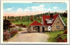 Pennsylvania, Entrance Lodge, River Ridge Farm, near Franklin, Vintage Postcard