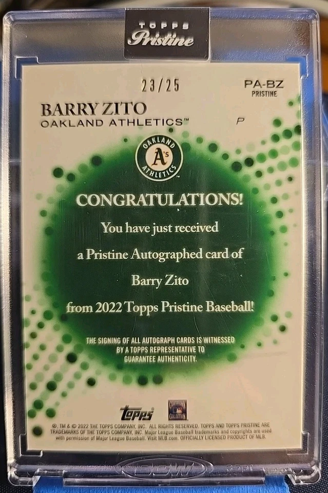 2022 Topps Pristine - Pristine Autographs Barry Zito PA-BZ Orange Pulsar /25 A's - Image 2 of 3