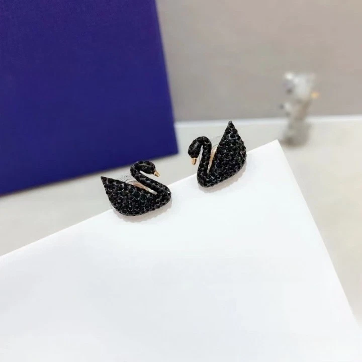 Swarovski Black Swan In Fashion Earrings for sale - eBay