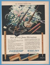 1927 Eversharp Pencil Wahl Fountain Pen Desk Set Chicago IL Onyx Marble 1920s Ad