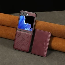 Magnetic Wallet Case For Samsung Galaxy Z Flip7/6/5/4/3 Detachable Leather Cover