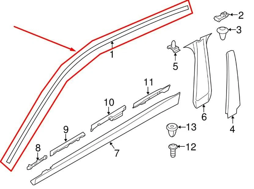 2015-2016 BMW 435i Gran Coupe xDrive Right Upper Door Reveal Molding Finisher - Image 2 of 4