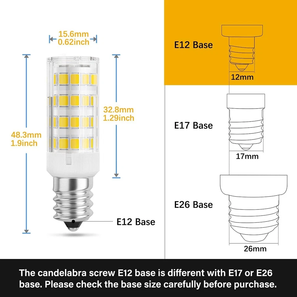6-Pack 4W E12 LED Bulb 40W Equivalent Cool Daylight 6000K Ceiling Fan Chandelier - Image 4 of 4