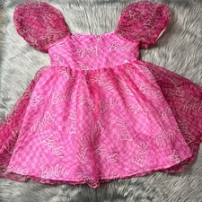 Target Girls XL 14 Pink Sheer Puff Sleeve Barbie Dress