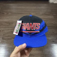Vintage New York Giants Snapback Hat NFL Football Apex One Black Blue Wool Cap