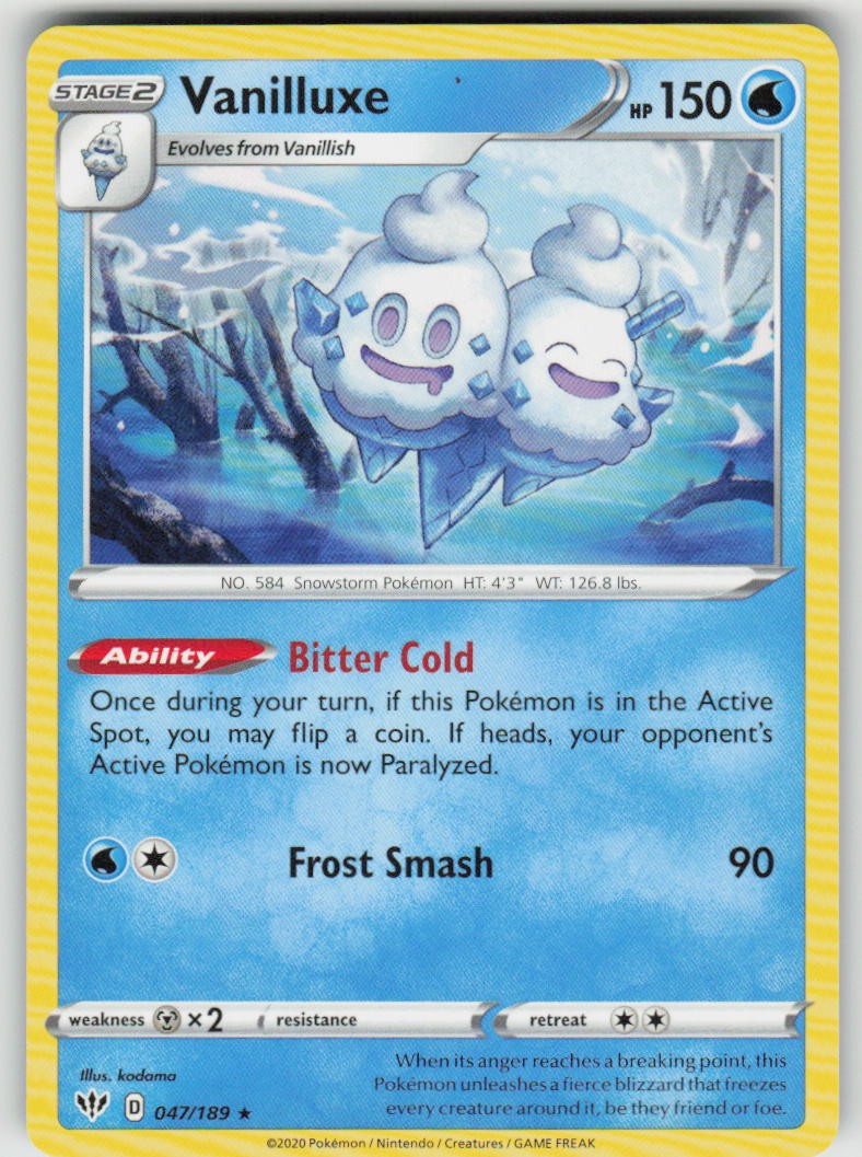 Vanilluxe 047/189 Rare Darkness Ablaze Pokemon Near Mint