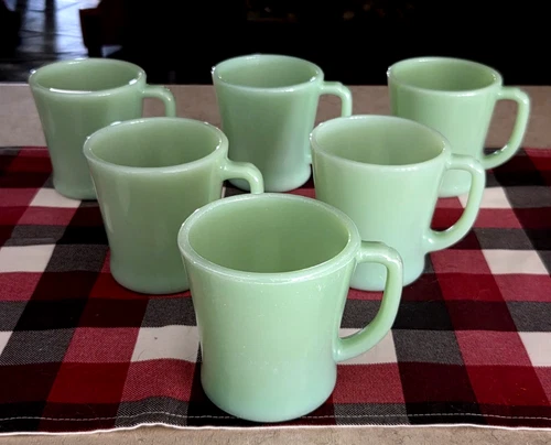 6 Jadeite Coffee Mugs D Handle Fire King/Anchor Hocking Fire King 40's - 60's
