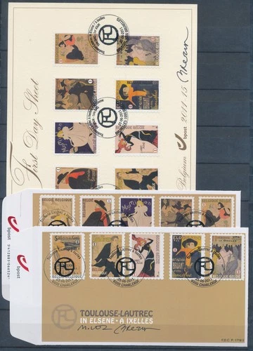 XE65528 Belgium 2011 Toulouse-Lautrec art XXL FDC's used