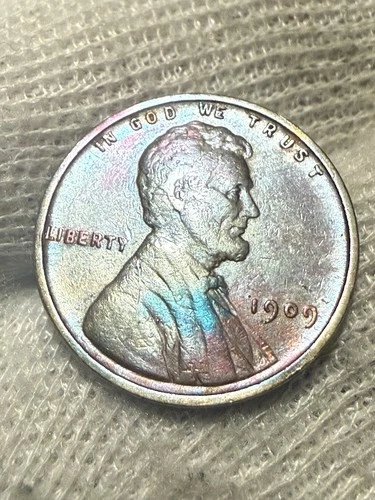 1909 VDB Philadelphia Mint Copper Lincoln Lustr AU +Wheat Cent High Grade Toned