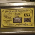 ACB 1 Gram AG Bar 99.9 Fine SILVER with Certificate of Authenticity Gr8 Gift! !$