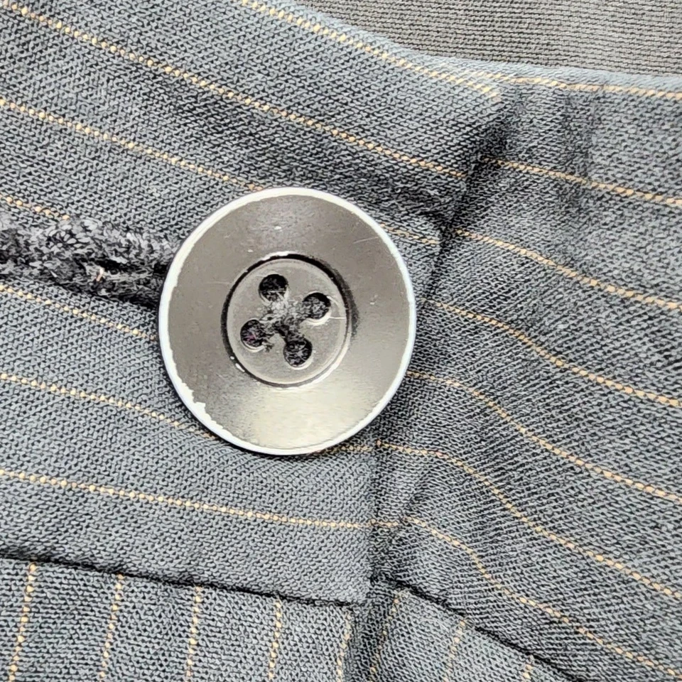 Pantalones CAbi para mujer 10 gris carbón tostado rayas pierna ancha puños pantalones oficina Foto 2 de 4