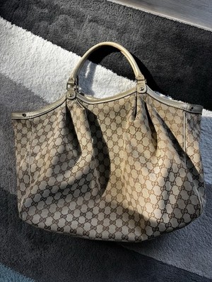 Gucci Sukey GG Satchel/Top Handle Bag Medium Light Brown Canvas
