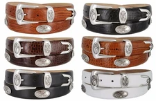 BC3109 Men's Dress Golf Concho Belt Genuine Full-Grain Cowhide Leather