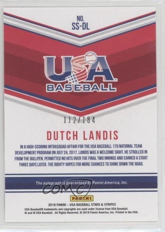 2018 USA Baseball Stars & Stripes 17U National Team Signatures Dutch Landis Auto - Image 2 of 2