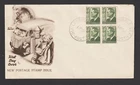 AUSTRALIA 1951 WIDE WORLD FDC KGVI 3d BLOCK OF 4 UNADDRESSED