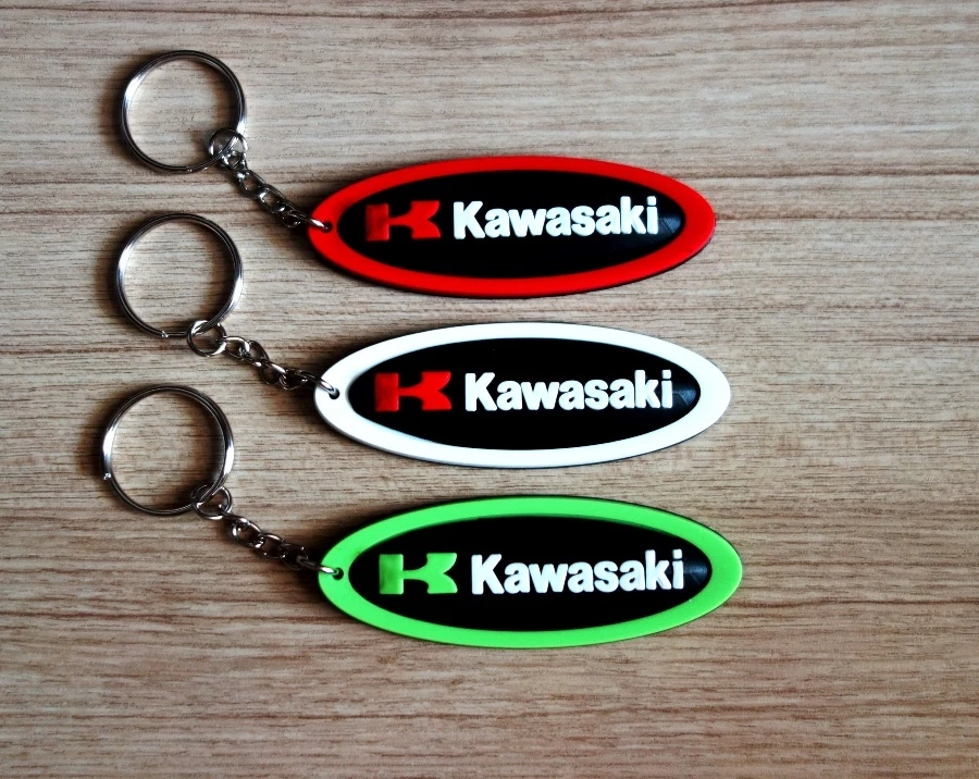 Set 3 Kawasaki Keychain Rubber Keyring Motorcycle Racing